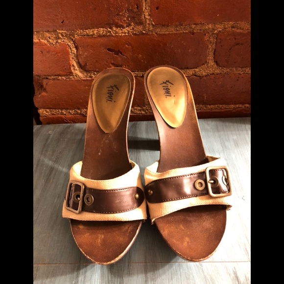 Pre-owned Fioni Retro Wooden Mule Clog Slides Womens Sz 8.5 - Picture 5 of 5